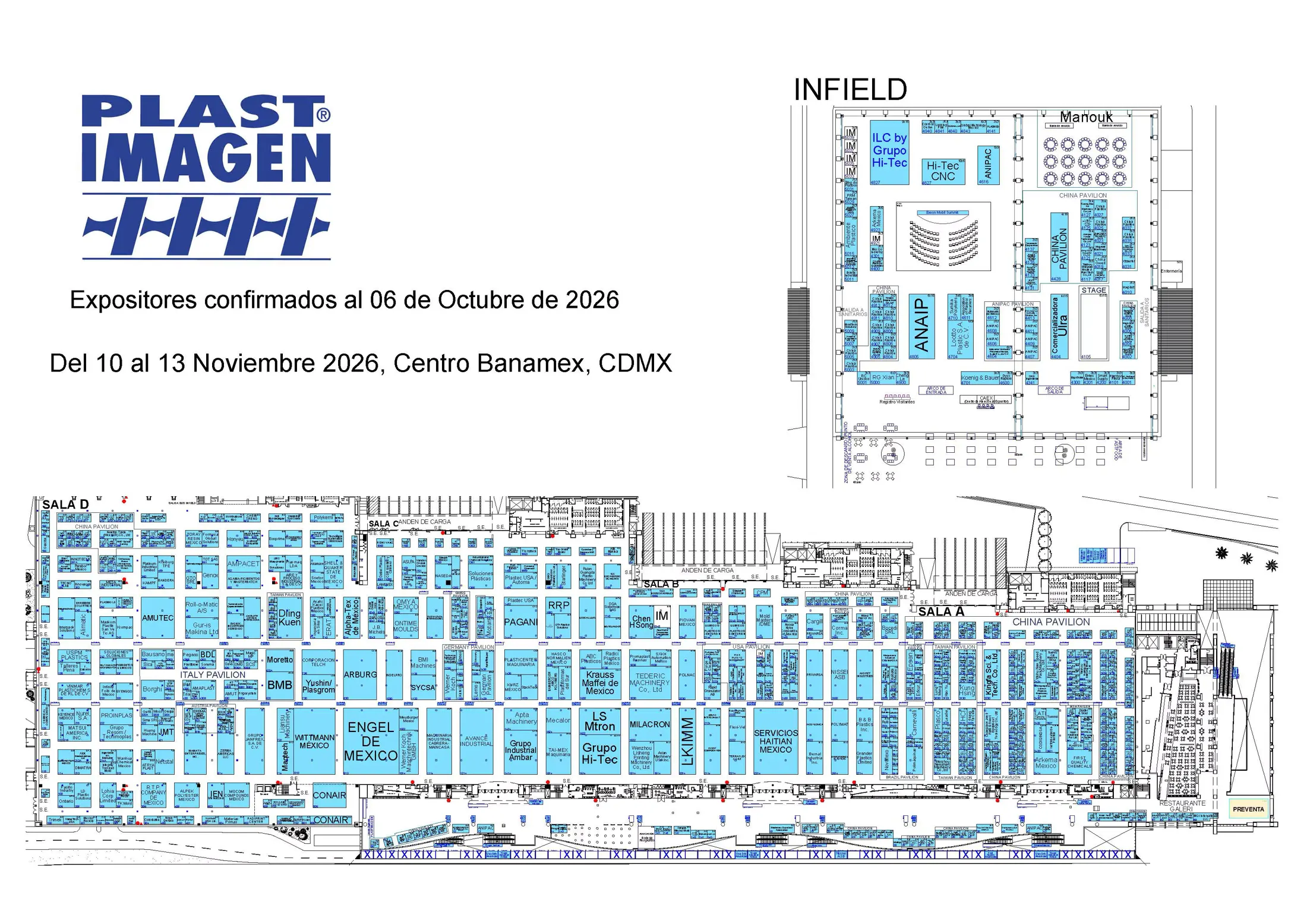 Plano completo de Plastimagen 2026 con el booth 337 de Pigmentos Químicos marcado